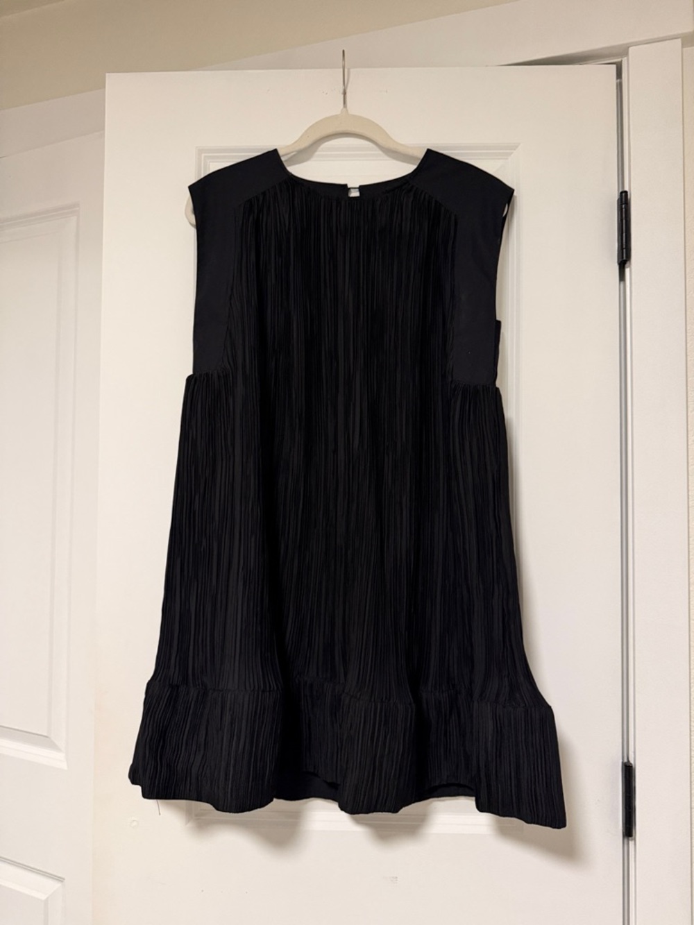 Anthropologie Black Pleated Sleeveless Mini Dress